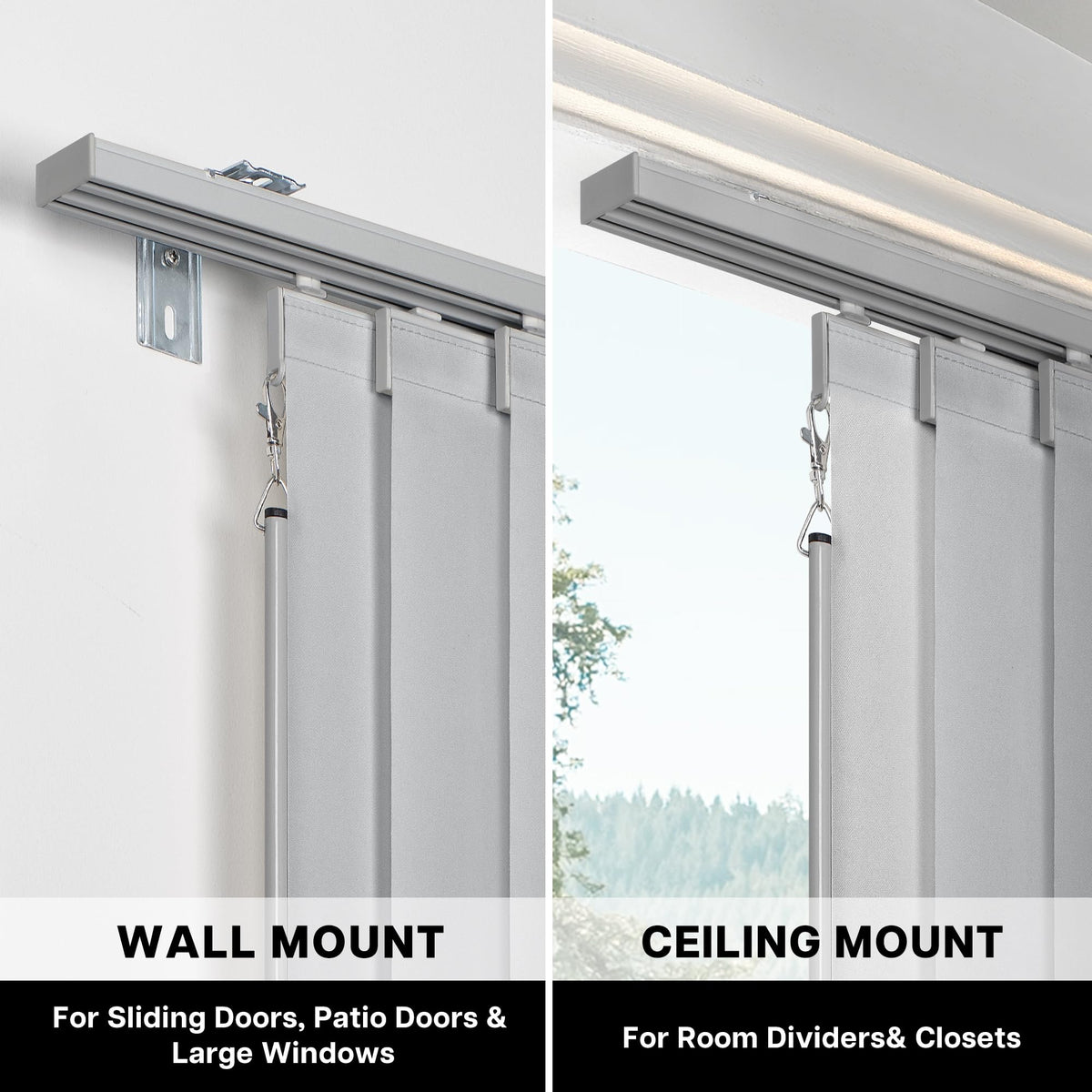 Adjustable Light Filtering Grey Panel Track Blinds Y613