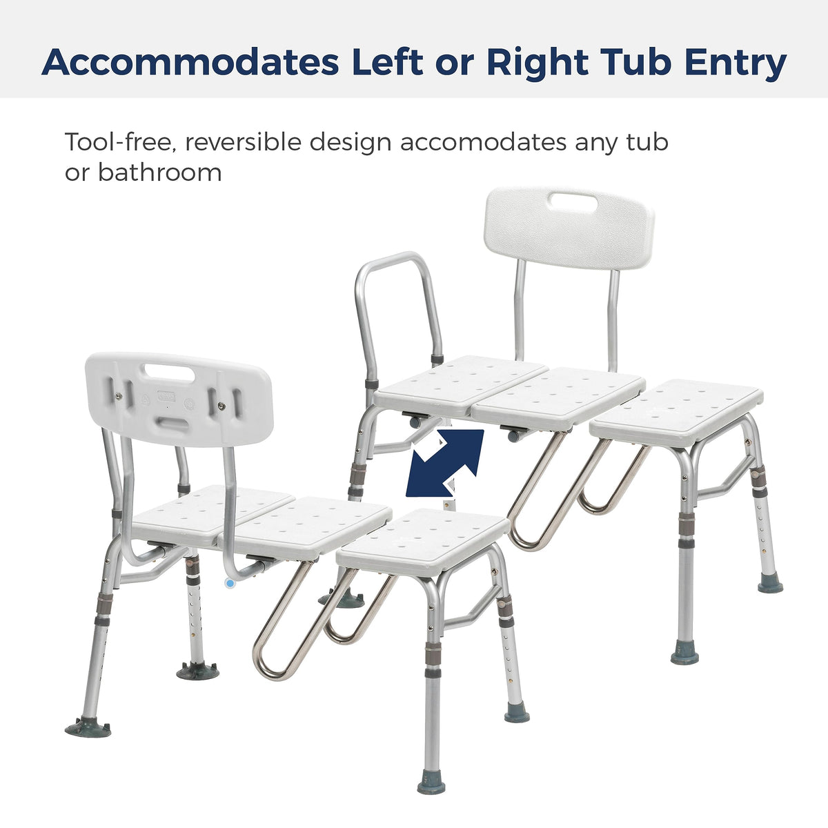Adjustable Height White Tub Transfer Bench Q68362
