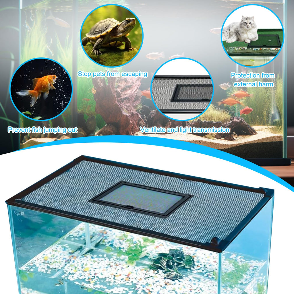 Magnetic Aquarium Net Cover with Feeding Window B594549