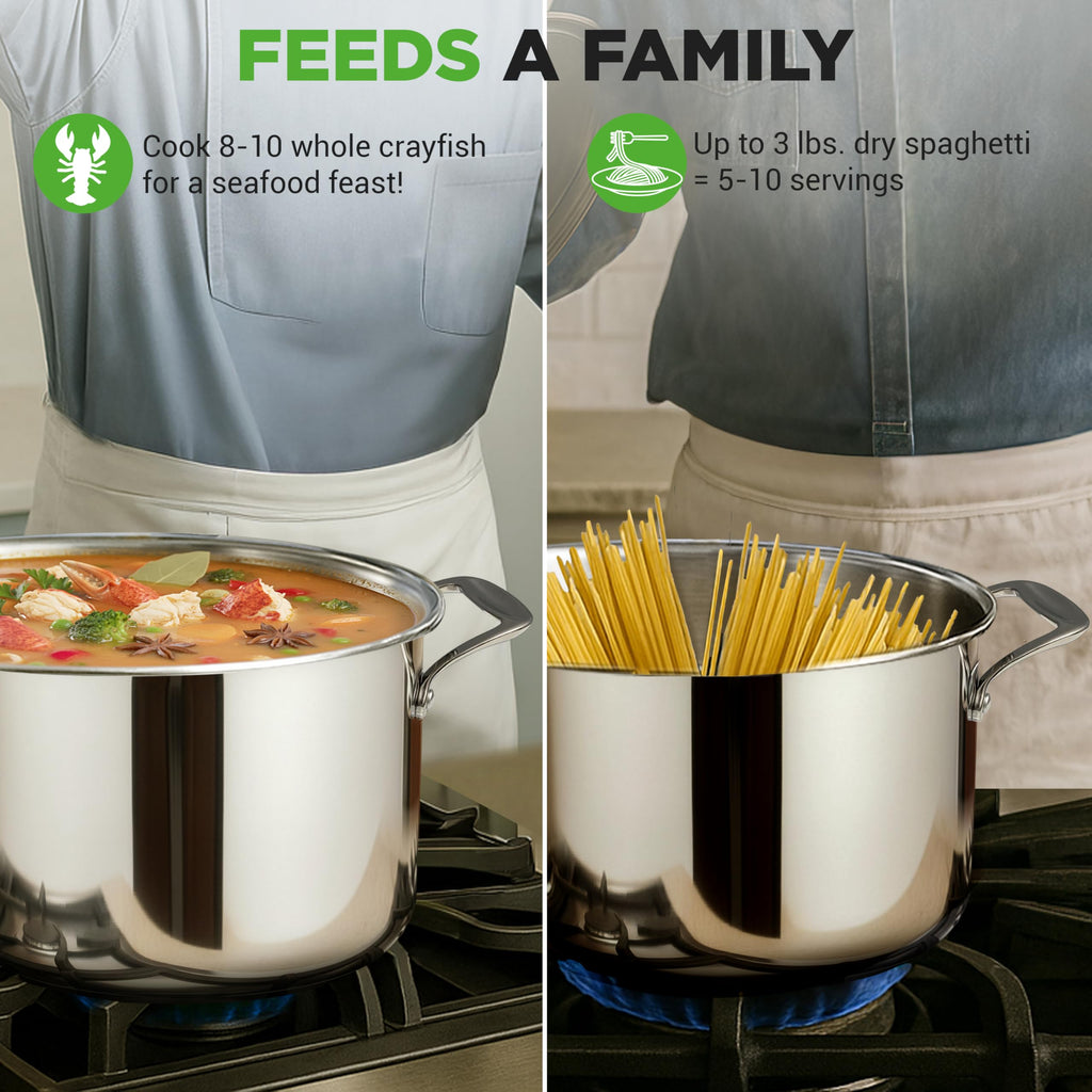 8-Quart Stainless Steel Stock Pot with See-Through Lid I84371
