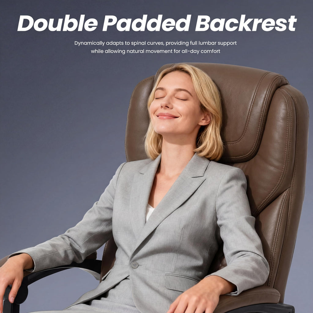 Brown Leather Massage Office Chair with Heat and Footrest Z581