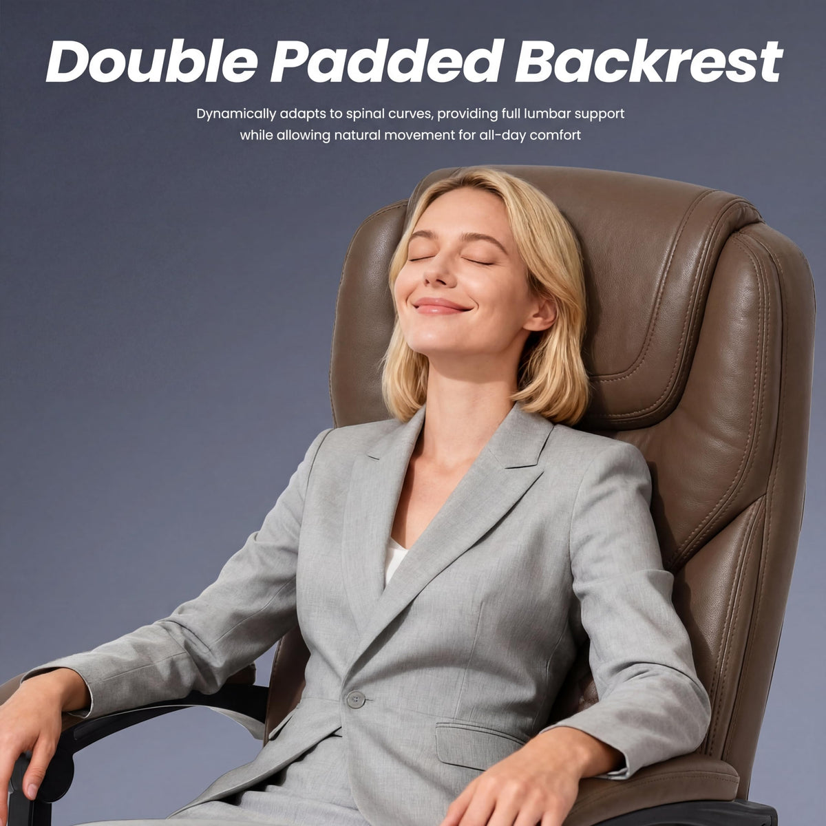 Brown Leather Massage Office Chair with Heat and Footrest Z581