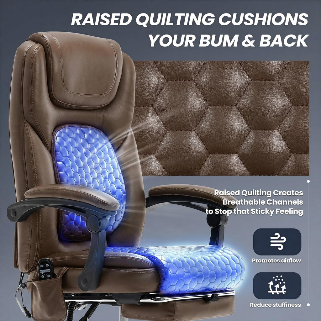 Brown Leather Massage Office Chair with Heat and Footrest Z581