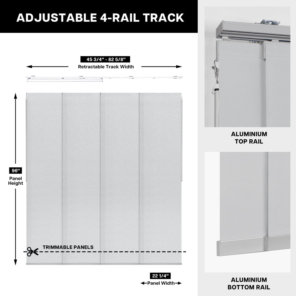 Adjustable Light Filtering Grey Panel Track Blinds Y613