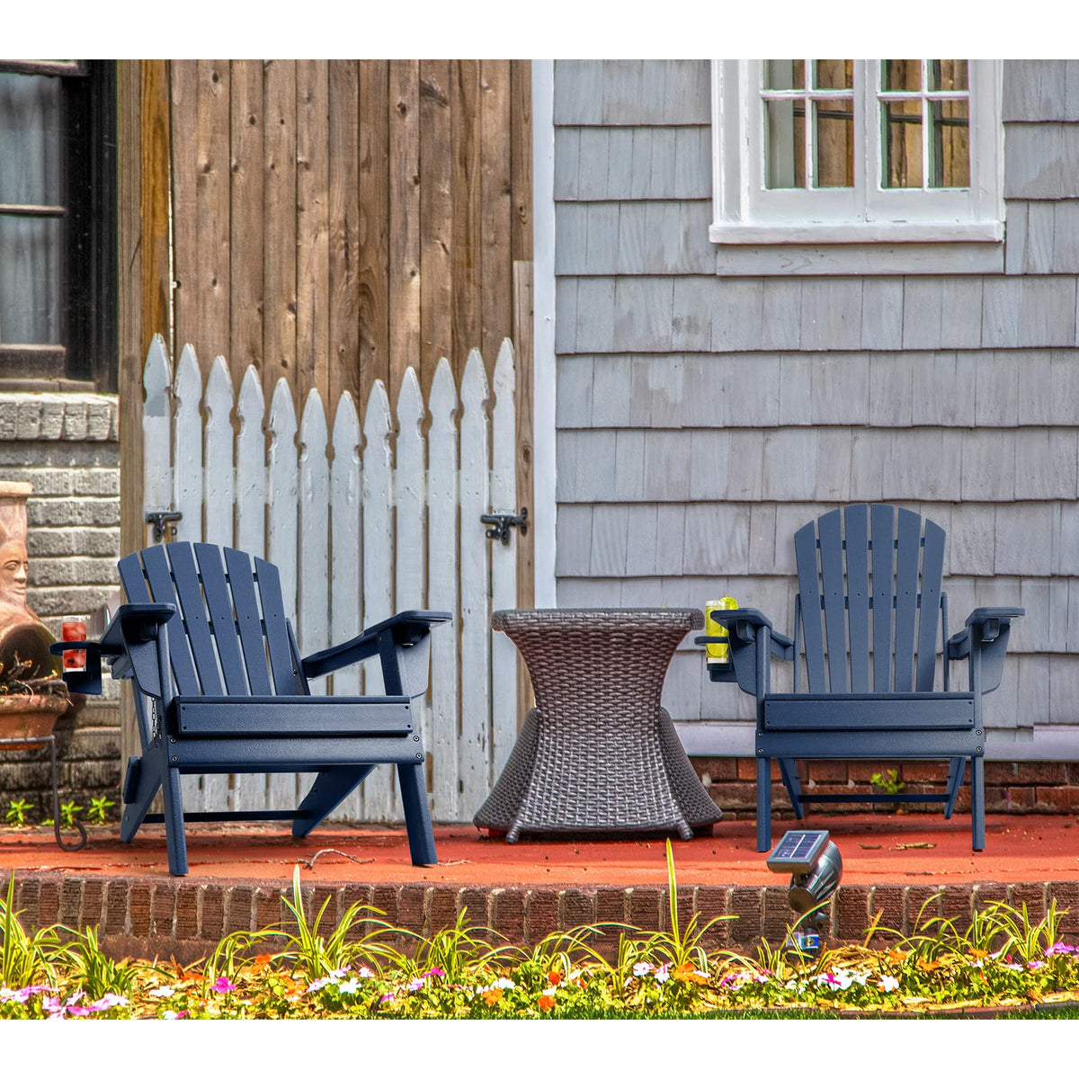 Oversized Folding Adirondack Chair Set of 4 with Adjustable Backrest B573041