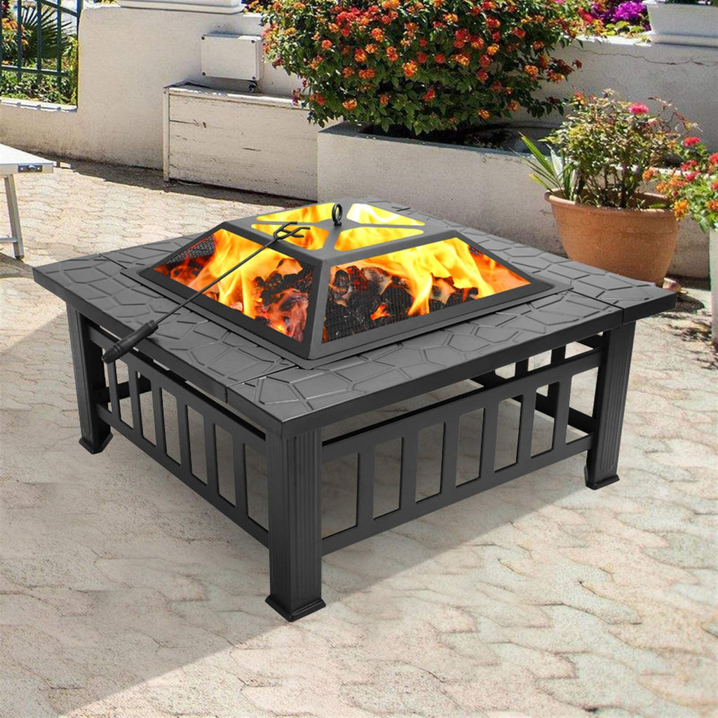 32in Square Metal Fire Pit Table S924