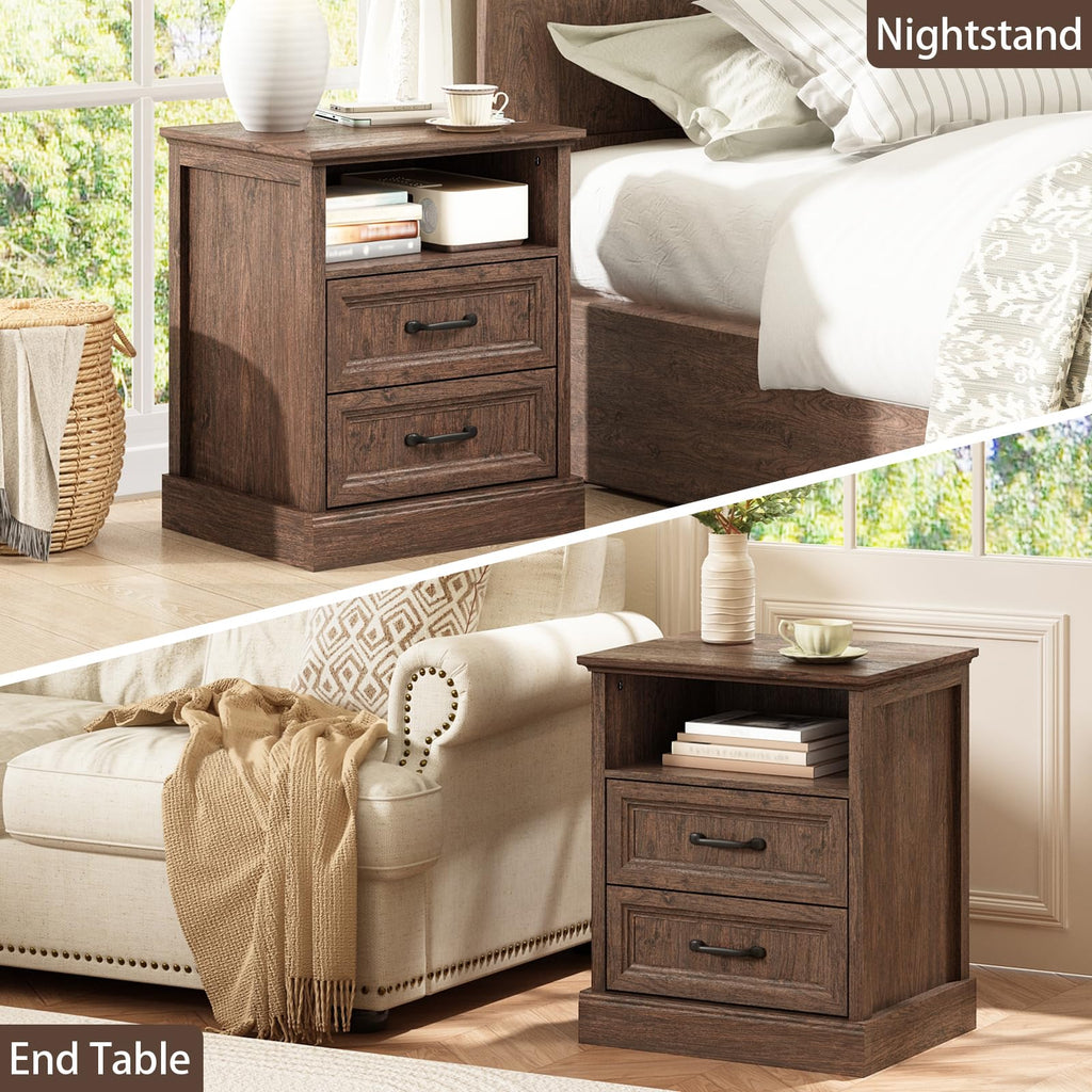 Brown 2 Drawer Nightstand Set of 2 G9198
