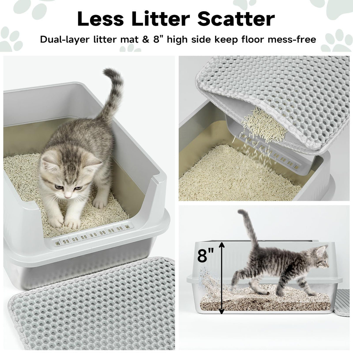Stainless Steel Cat Litter Box with High Sides, Litter Mat, Scoop X2130