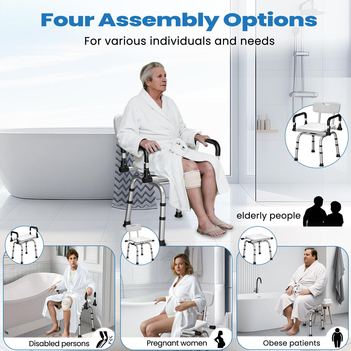 360° Rotating Adjustable Padded Shower Chair U8047