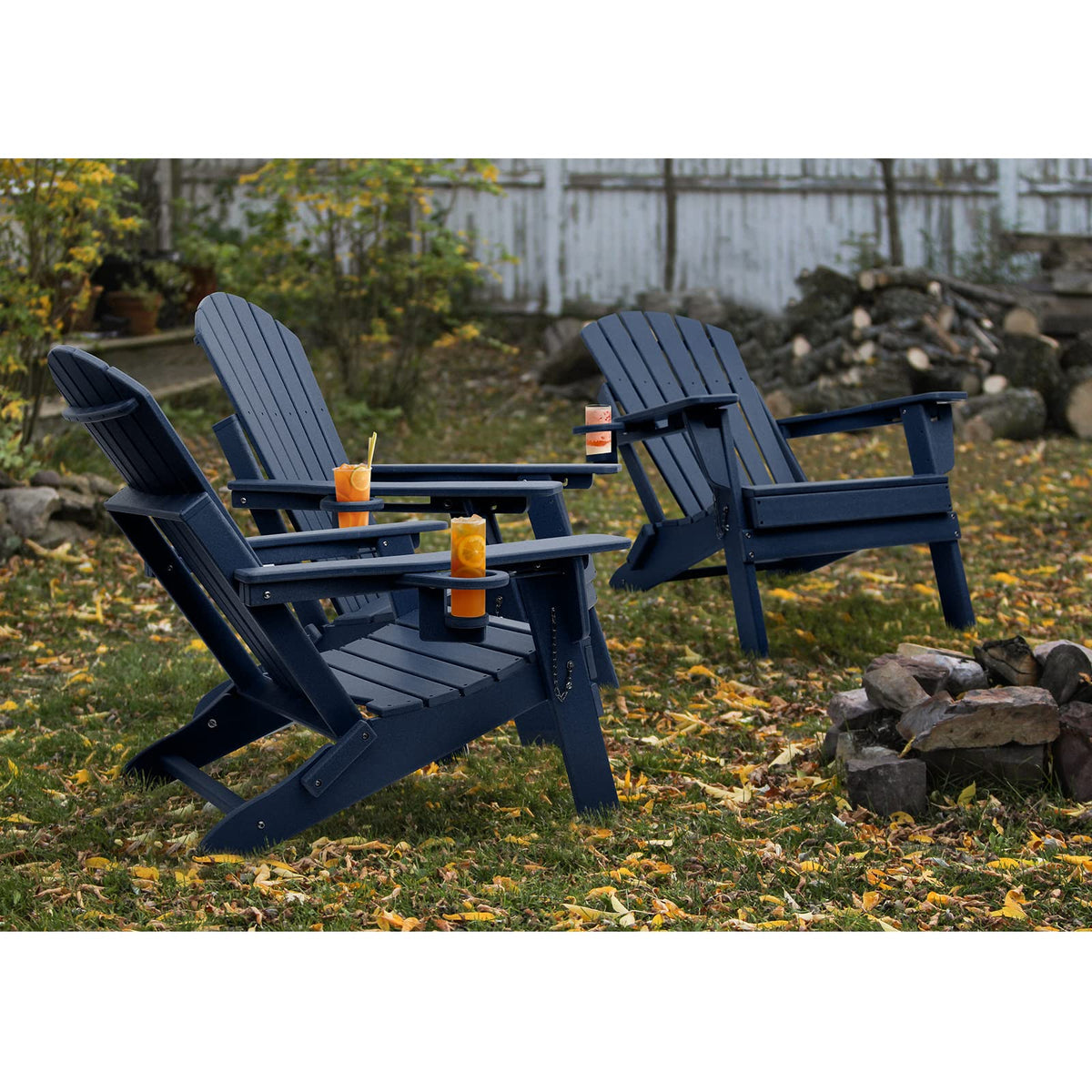 Oversized Folding Adirondack Chair Set of 4 with Adjustable Backrest B573041