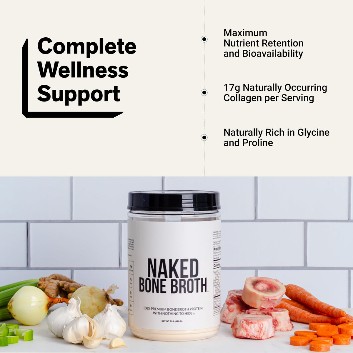 Beef Bone Broth Protein Powder 21G Protein 17G Collagen Unflavored K255