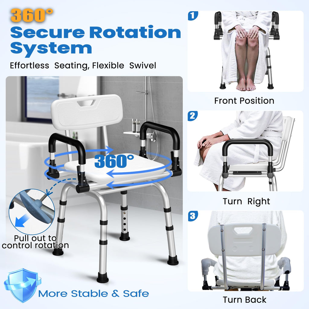360° Rotating Adjustable Padded Shower Chair U8047