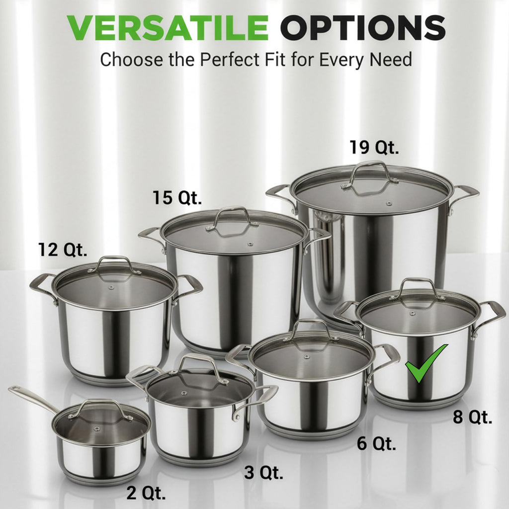 8-Quart Stainless Steel Stock Pot with See-Through Lid I84371