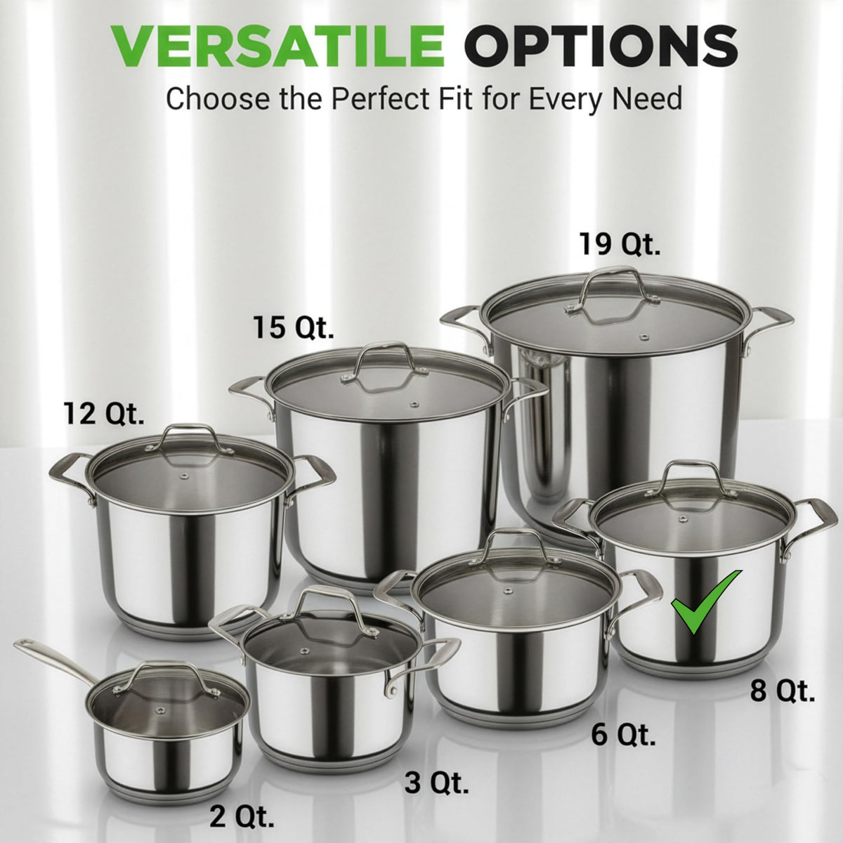 8-Quart Stainless Steel Stock Pot with See-Through Lid I84371