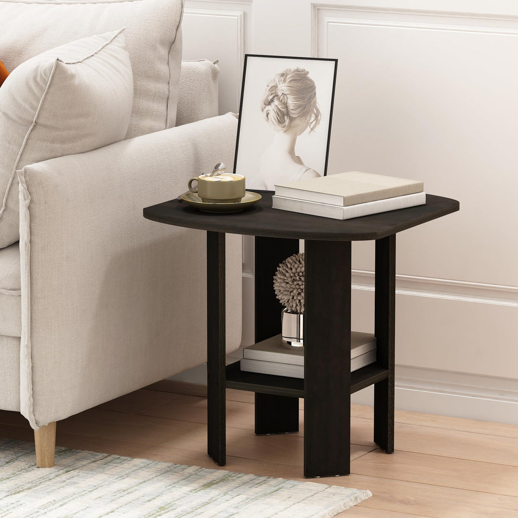 Set of 2 Espresso 2-Tier Side Table W836188