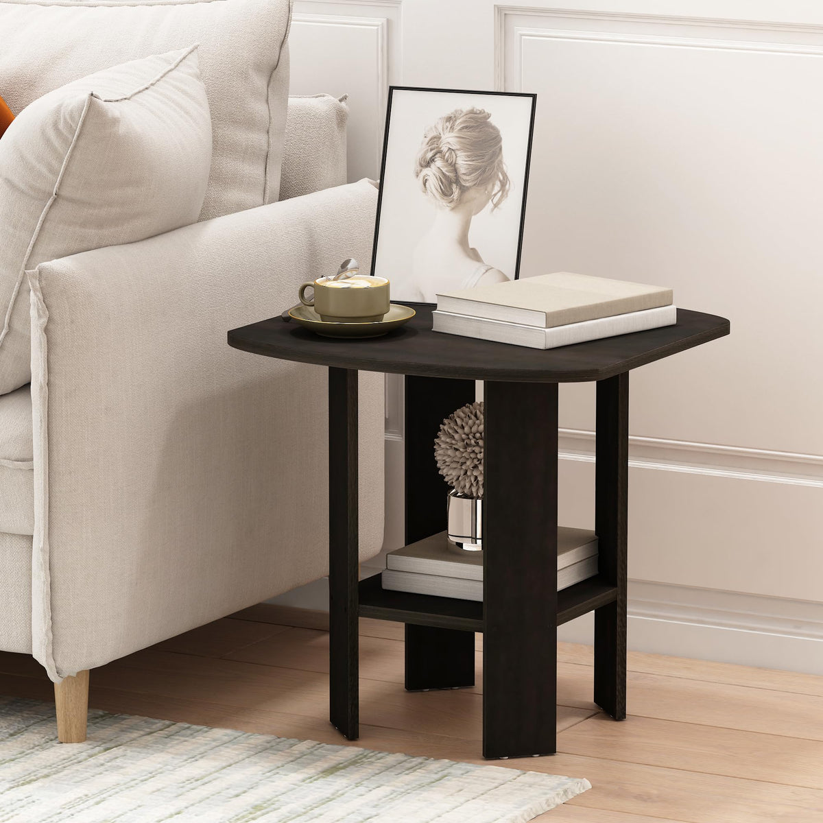 Set of 2 Espresso 2-Tier Side Table W836188