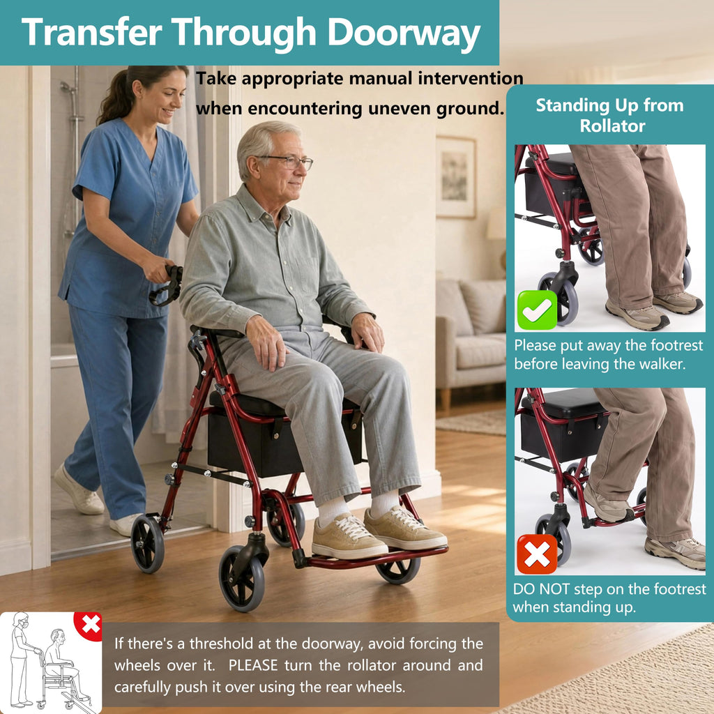 2-in-1 Rollator Walker with Seat M839