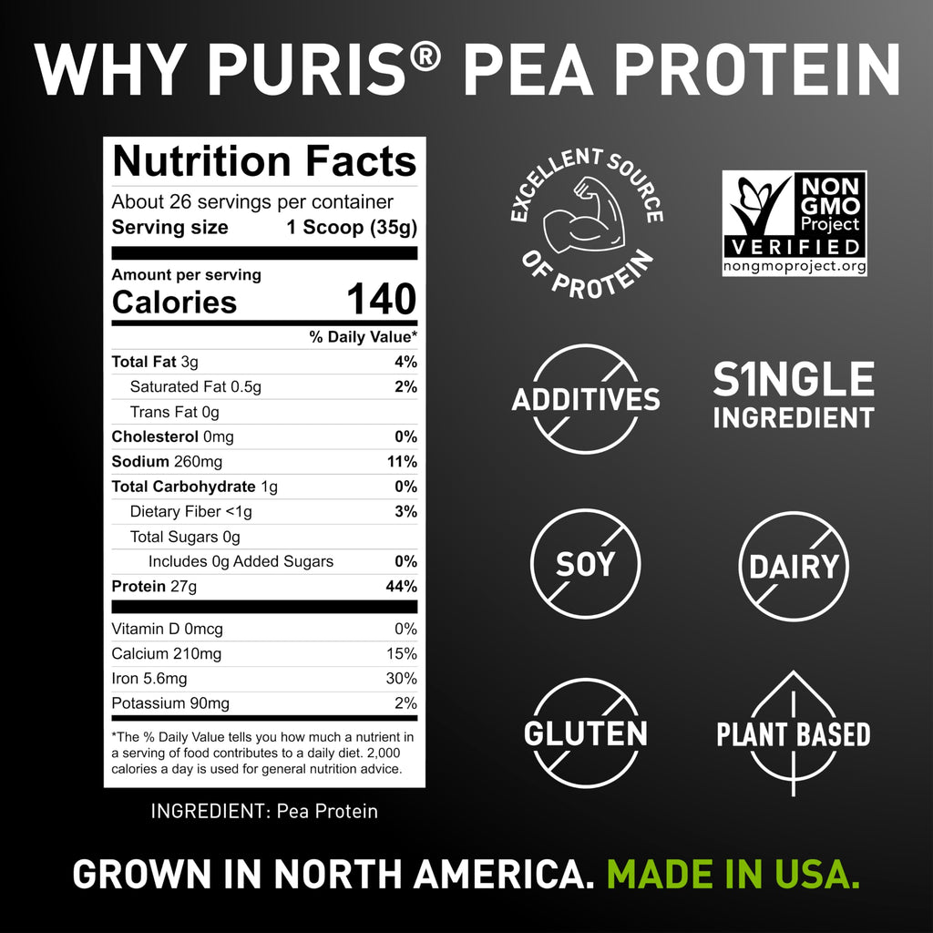 Vegan Pea Protein Powder, Unflavored, 2 lb A337