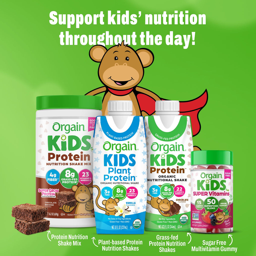 Organic Kids Vegan Protein Shakes Vanilla 8g Plant Protein 8 Fl Oz 12 Pack F341937