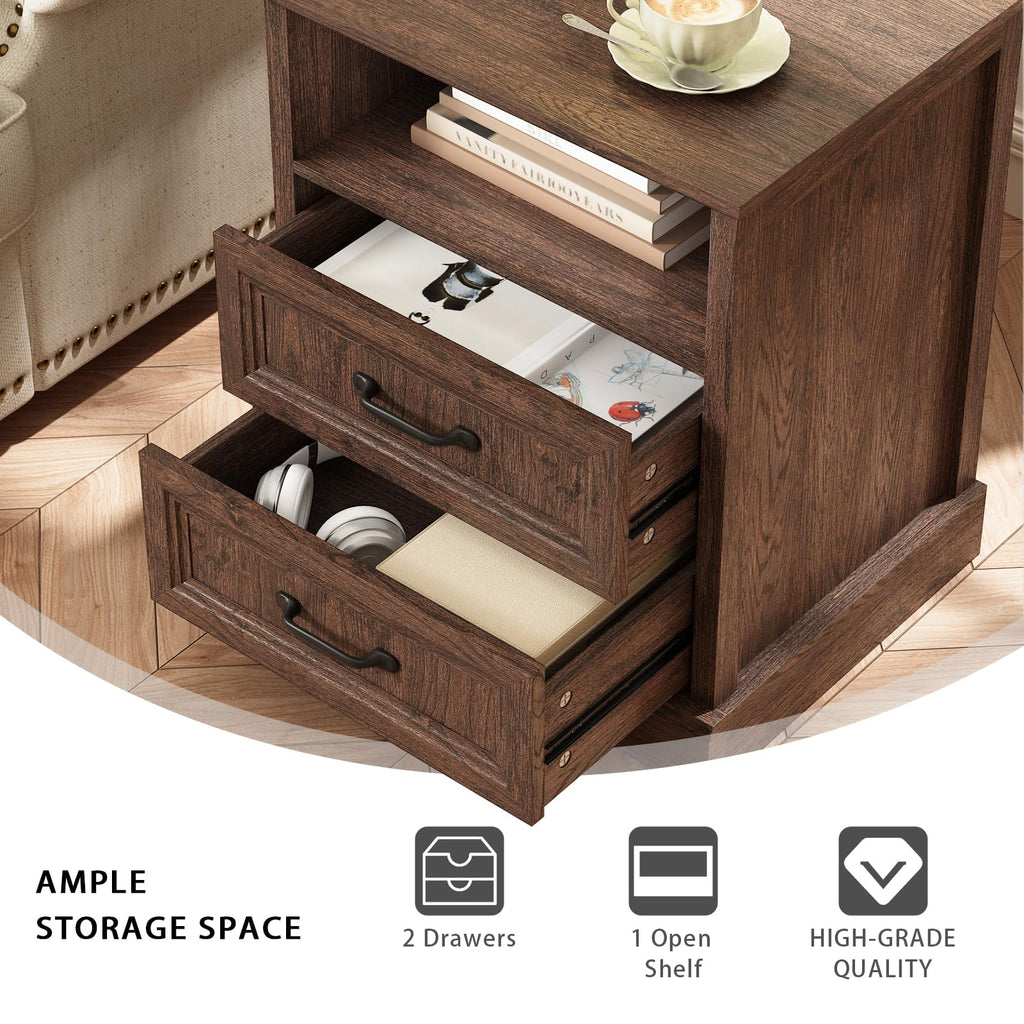 Brown 2 Drawer Nightstand Set of 2 G9198
