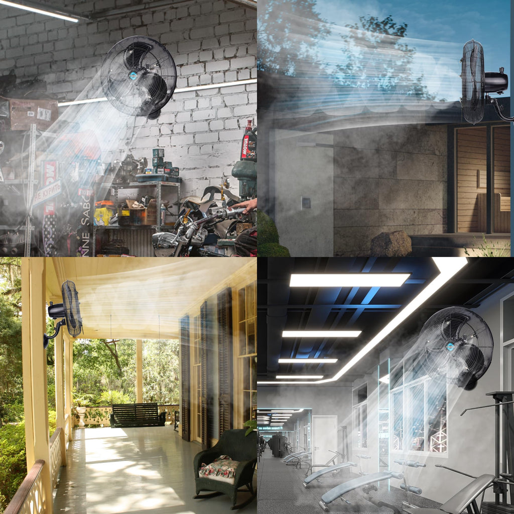 20 Inch Outdoor Wall Mount Fan with Misting Ring S5003