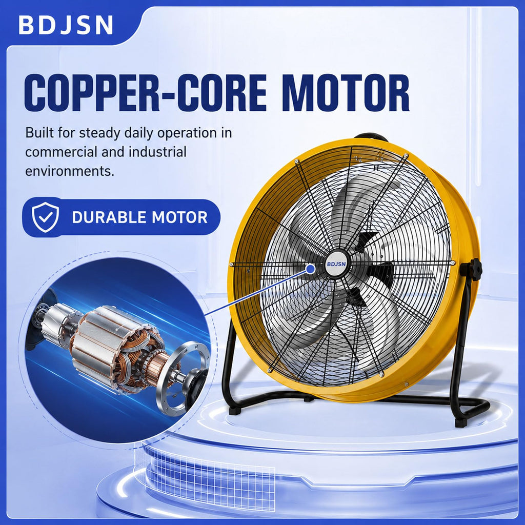 Industrial Drum Fan, 3-speed High Velocity Air Circulator With 5 Aluminum Blades, Adjustable Tilt Metal Floor Fan, 20in I63265