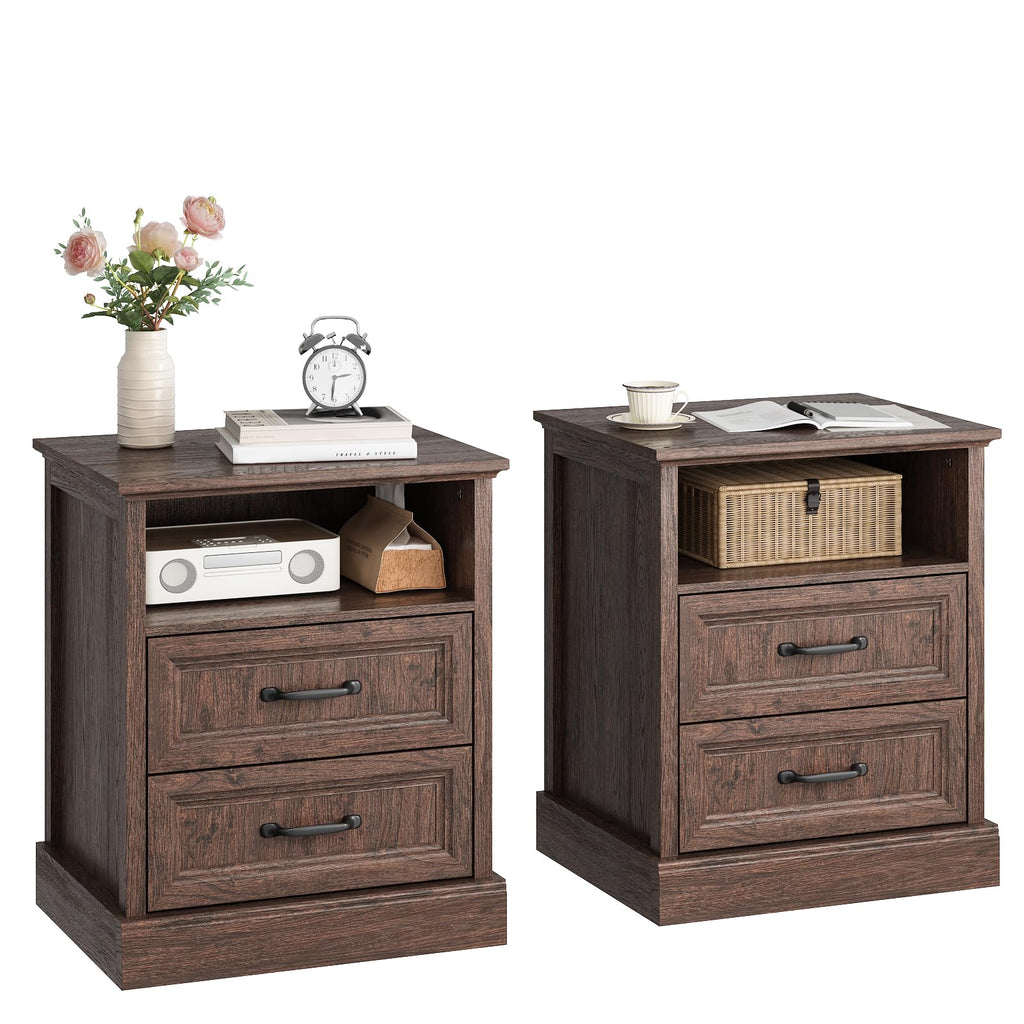 Brown 2 Drawer Nightstand Set of 2 G9198