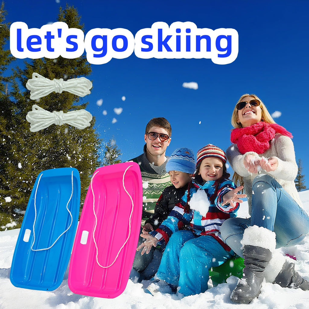 35 Inch 2-Person Plastic Snow Sled with Pull Rope O20801