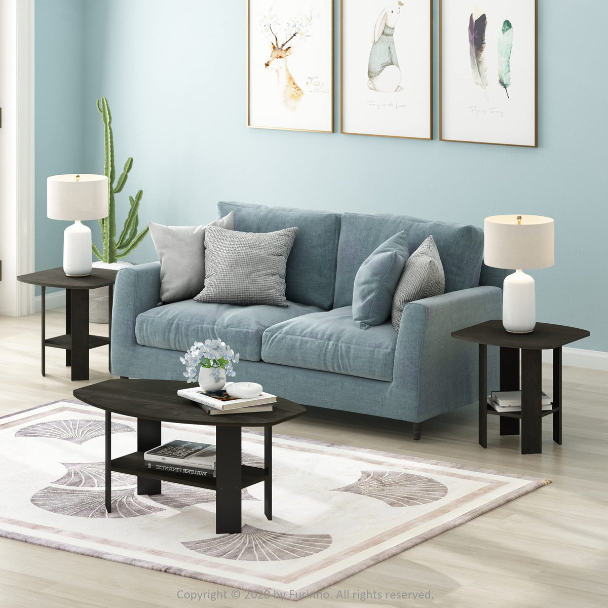Set of 2 Espresso 2-Tier Side Table W836188