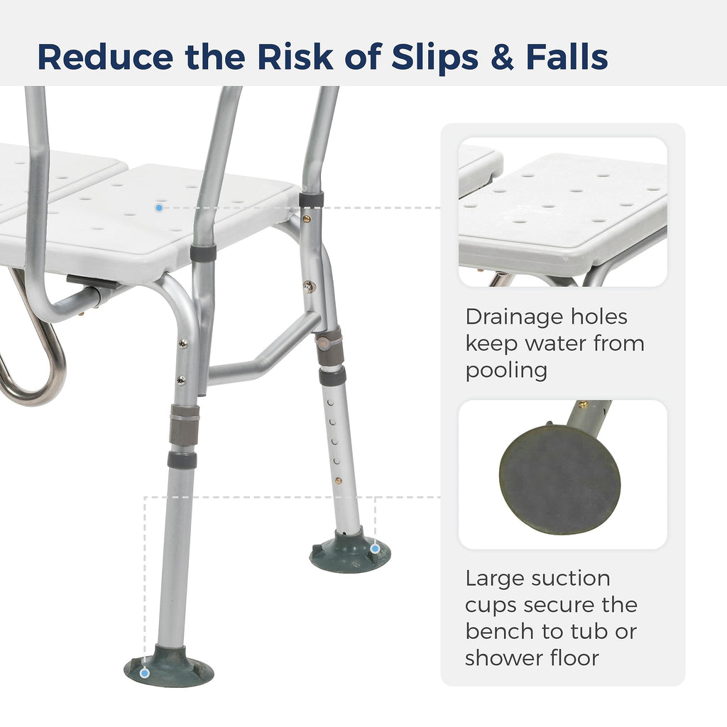 Adjustable Height White Tub Transfer Bench Q68362