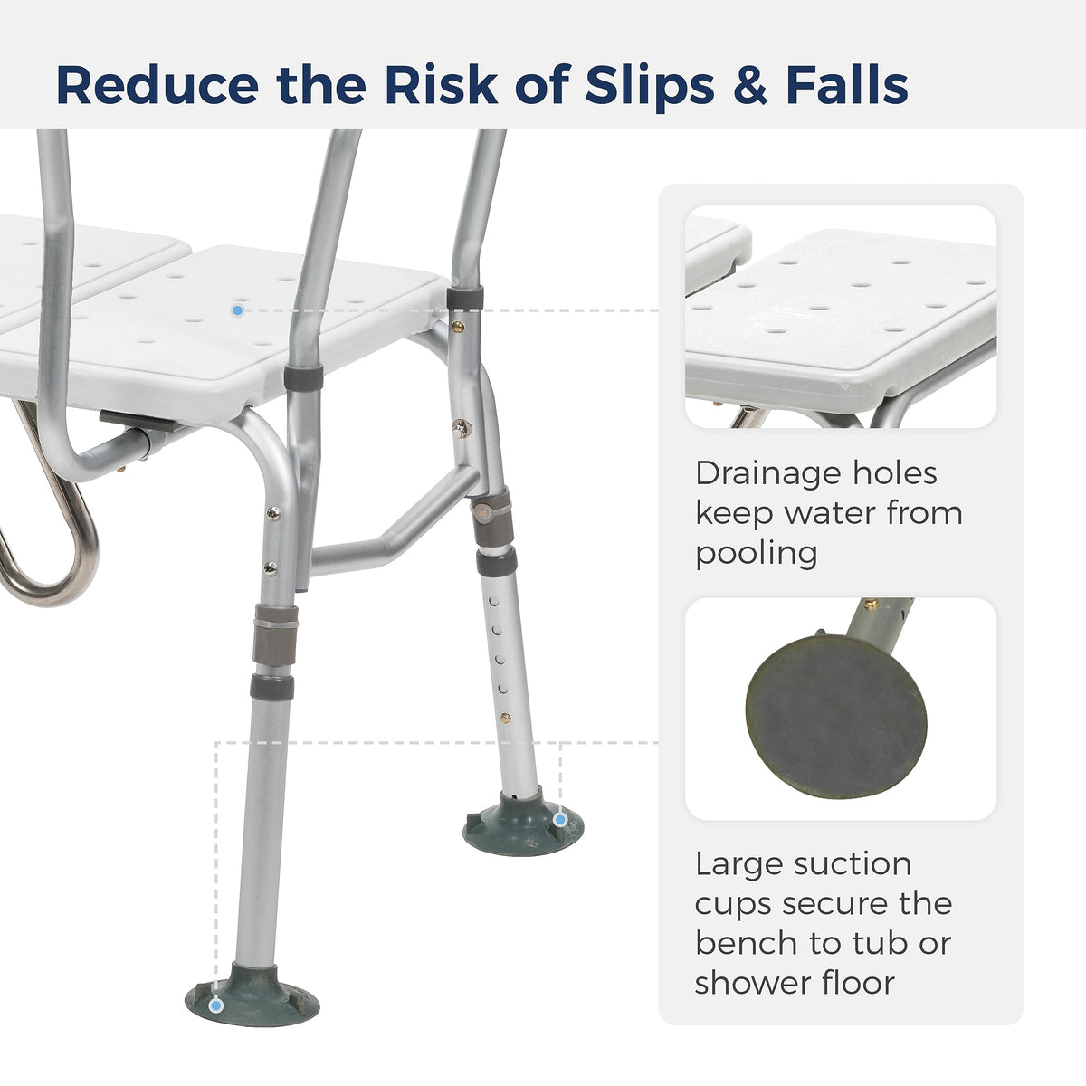 Adjustable Height White Tub Transfer Bench Q68362