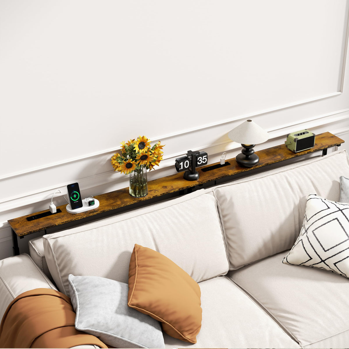 2 Pack Narrow Console Table with Power Outlets F45435