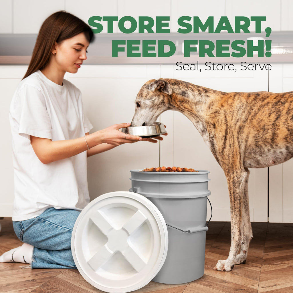 Airtight Pet Food Storage Container 25 lbs Grey Y682