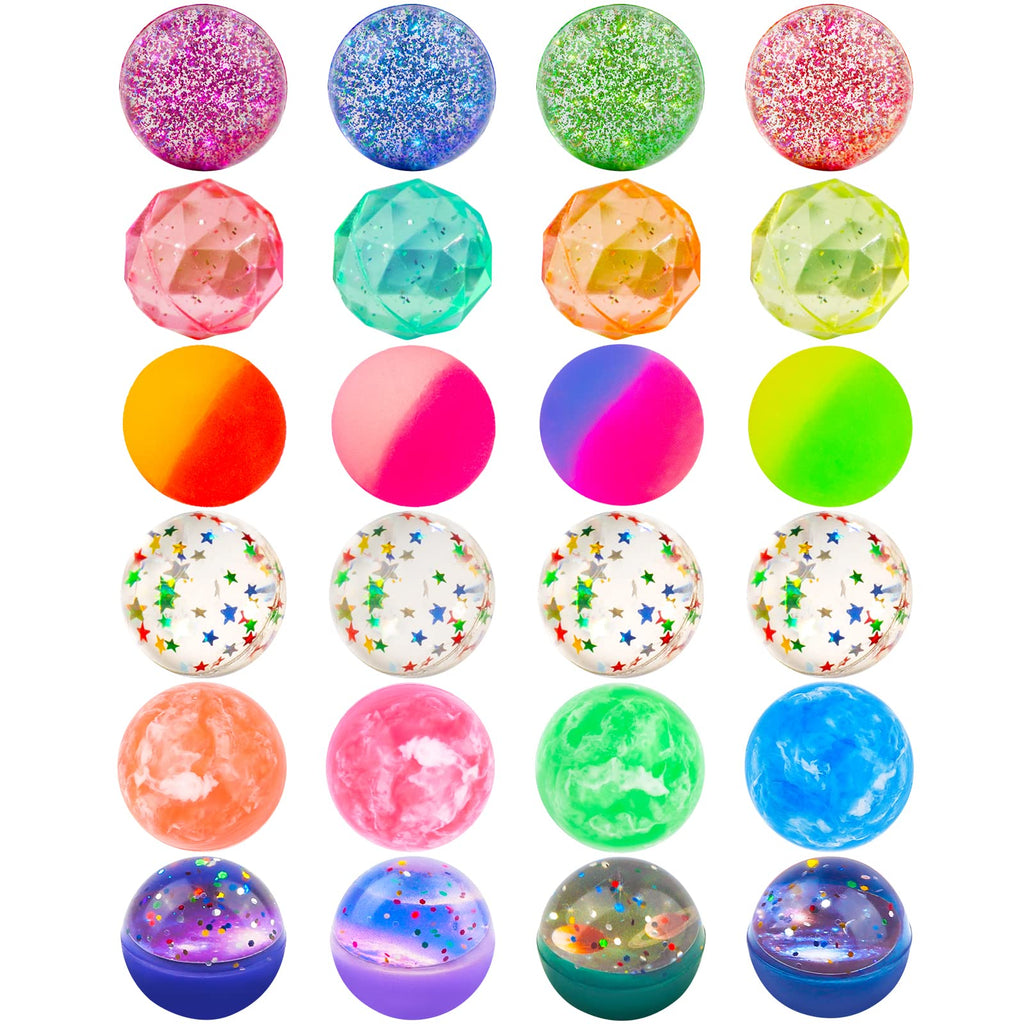 24 Pieces Bouncy Balls 32mm 6 Styles H777667