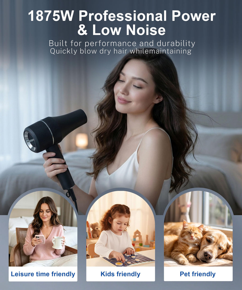 High-Speed Ionic Hair Dryer with Diffuser 1875W O962