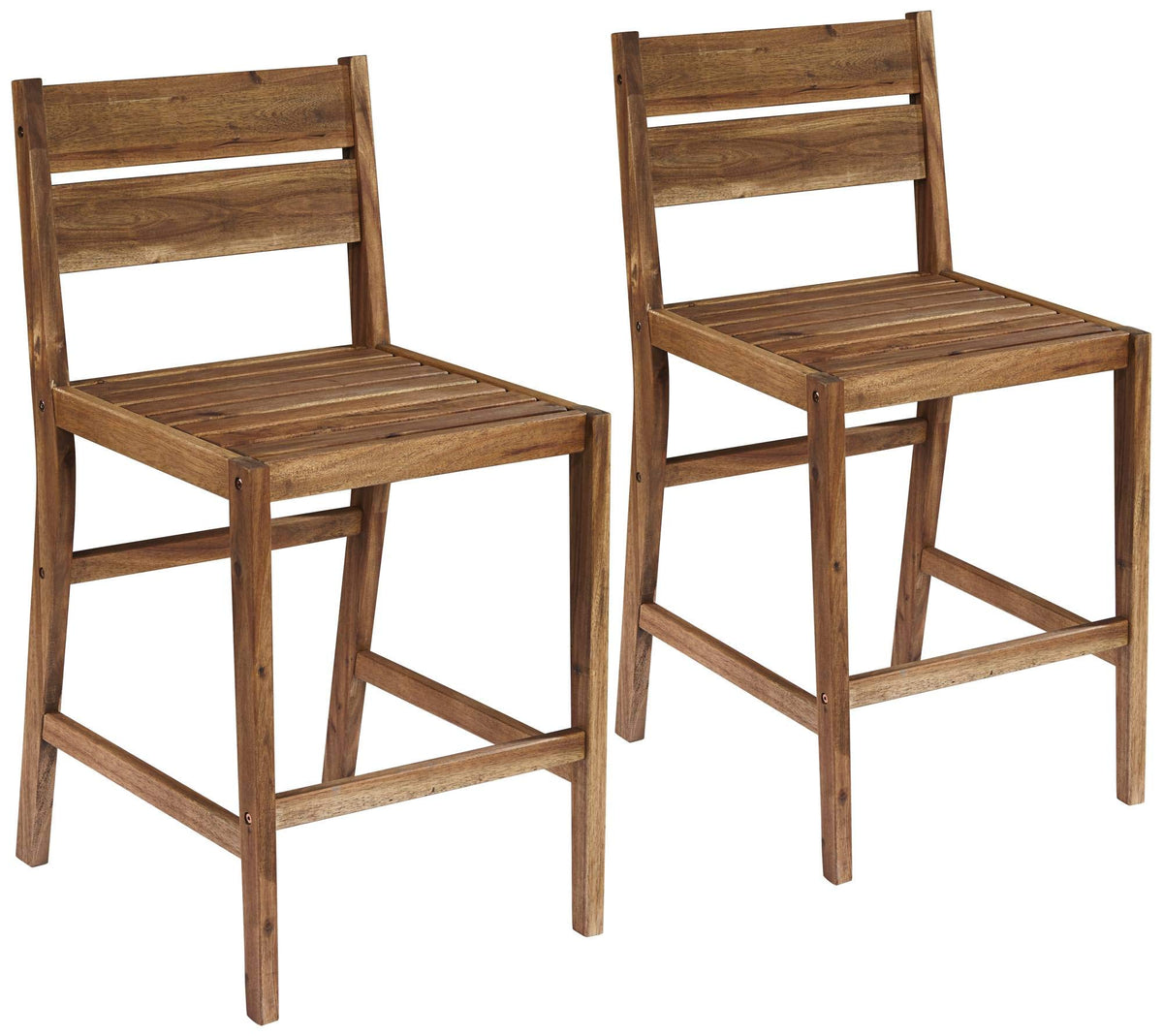Acacia Wood Outdoor Bar Stools Set of 2 Brown 24" High K57011
