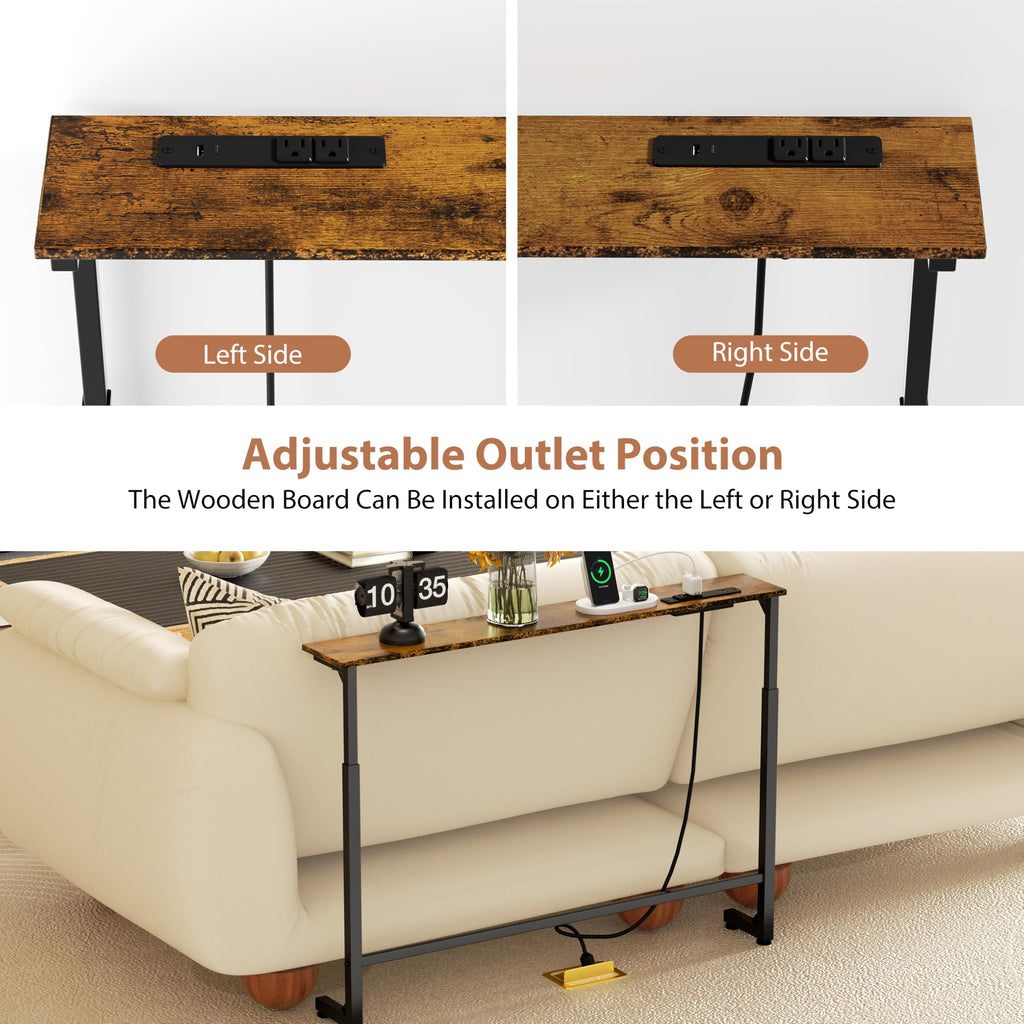 2 Pack Narrow Console Table with Power Outlets F45435