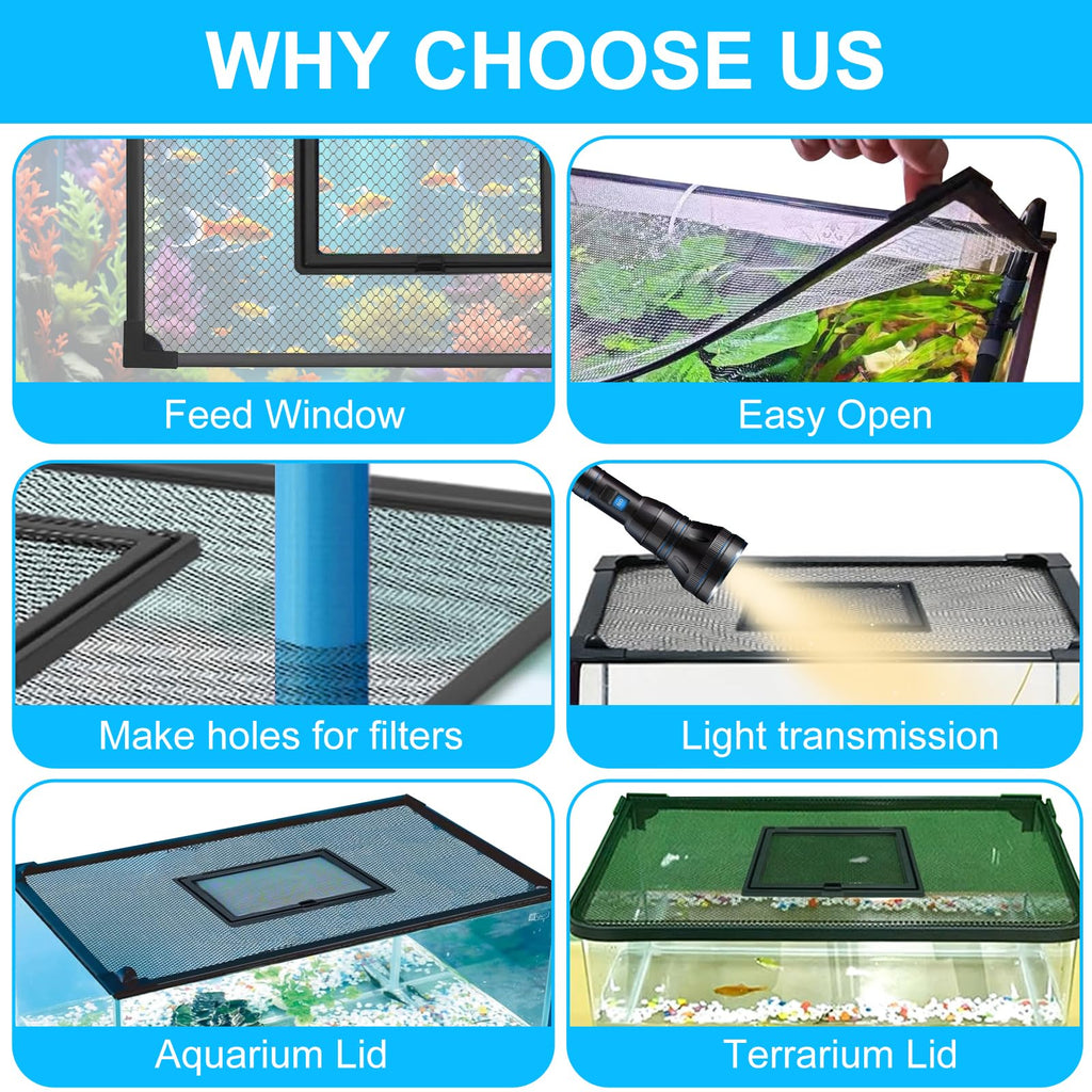 Magnetic Aquarium Net Cover with Feeding Window B594549
