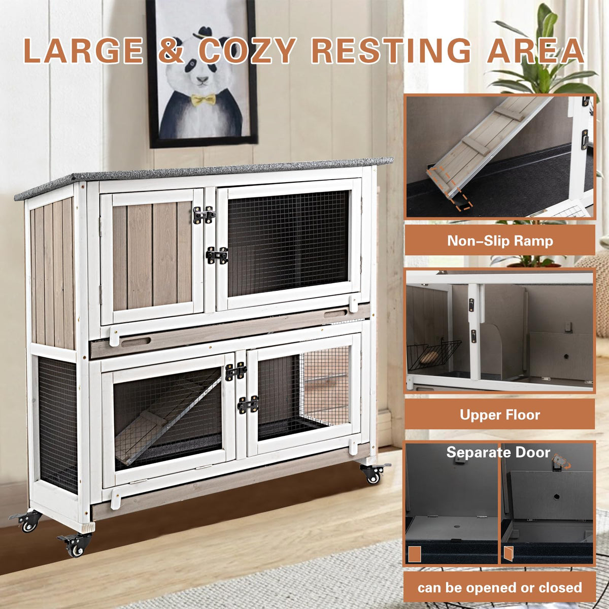 36" L 2-Story Rabbit Hutch on 4 Wheels G1042
