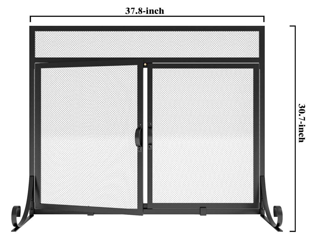 Heavy Duty Steel Mesh Fireplace Screen with Double Doors N47371
