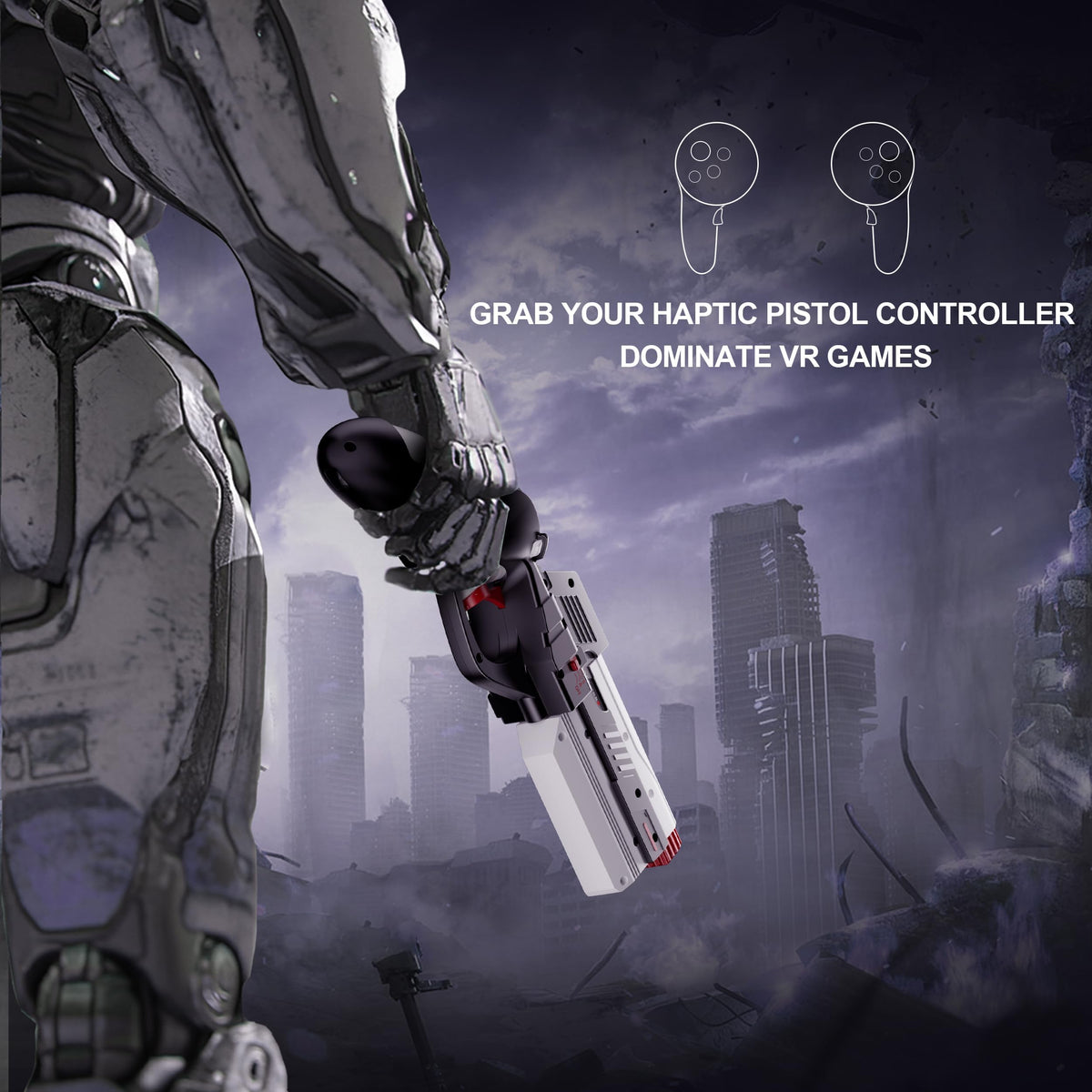 Controller Accessories Haptic Gun Stock Cover Compatible with Meta Quest 3S and Meta Quest 3 T40571