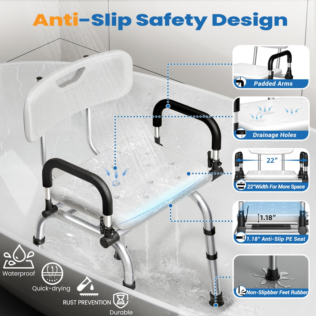 360° Rotating Adjustable Padded Shower Chair U8047