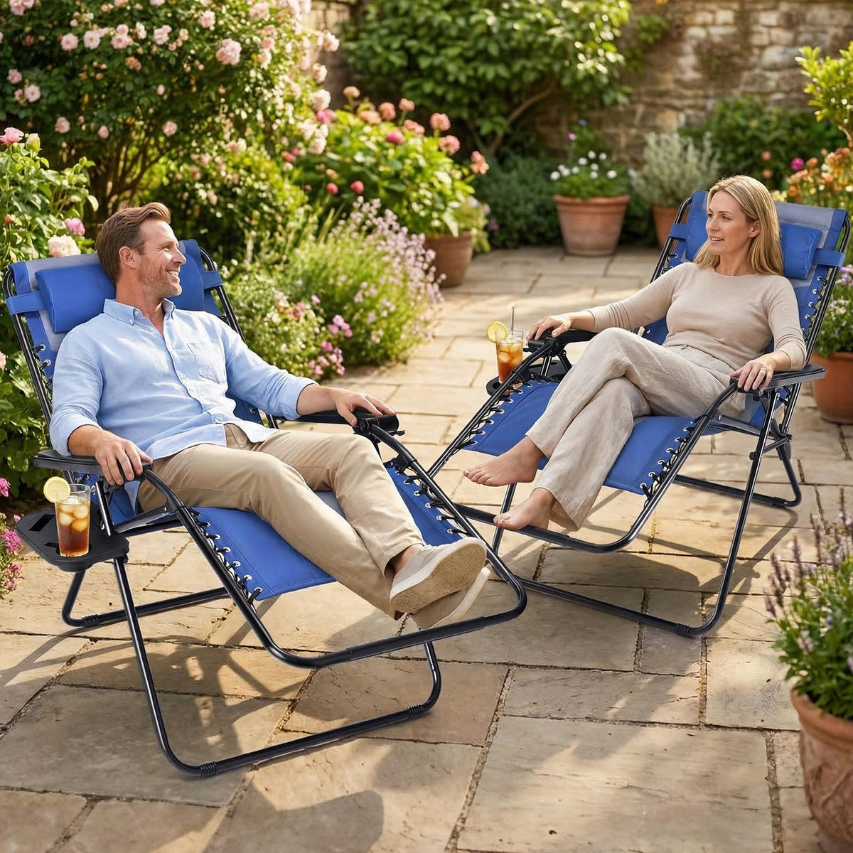 Oversized Padded Zero Gravity Lounge Chairs Set of 2 I40843