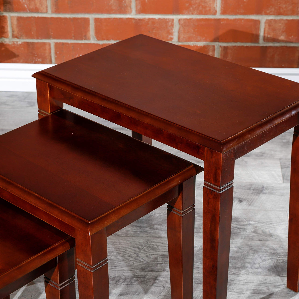 Wooden Nesting Tables Set of 3 Cherry Finish A6946