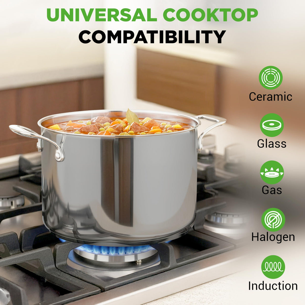 8-Quart Stainless Steel Stock Pot with See-Through Lid I84371