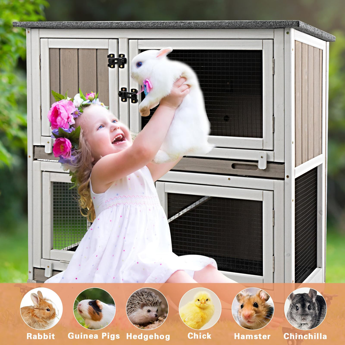 36" L 2-Story Rabbit Hutch on 4 Wheels G1042