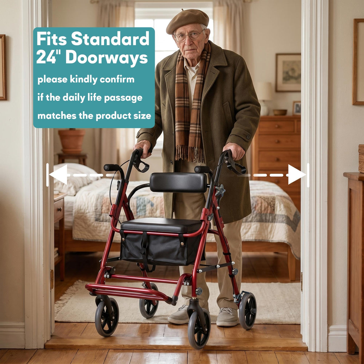 2-in-1 Rollator Walker with Seat M839