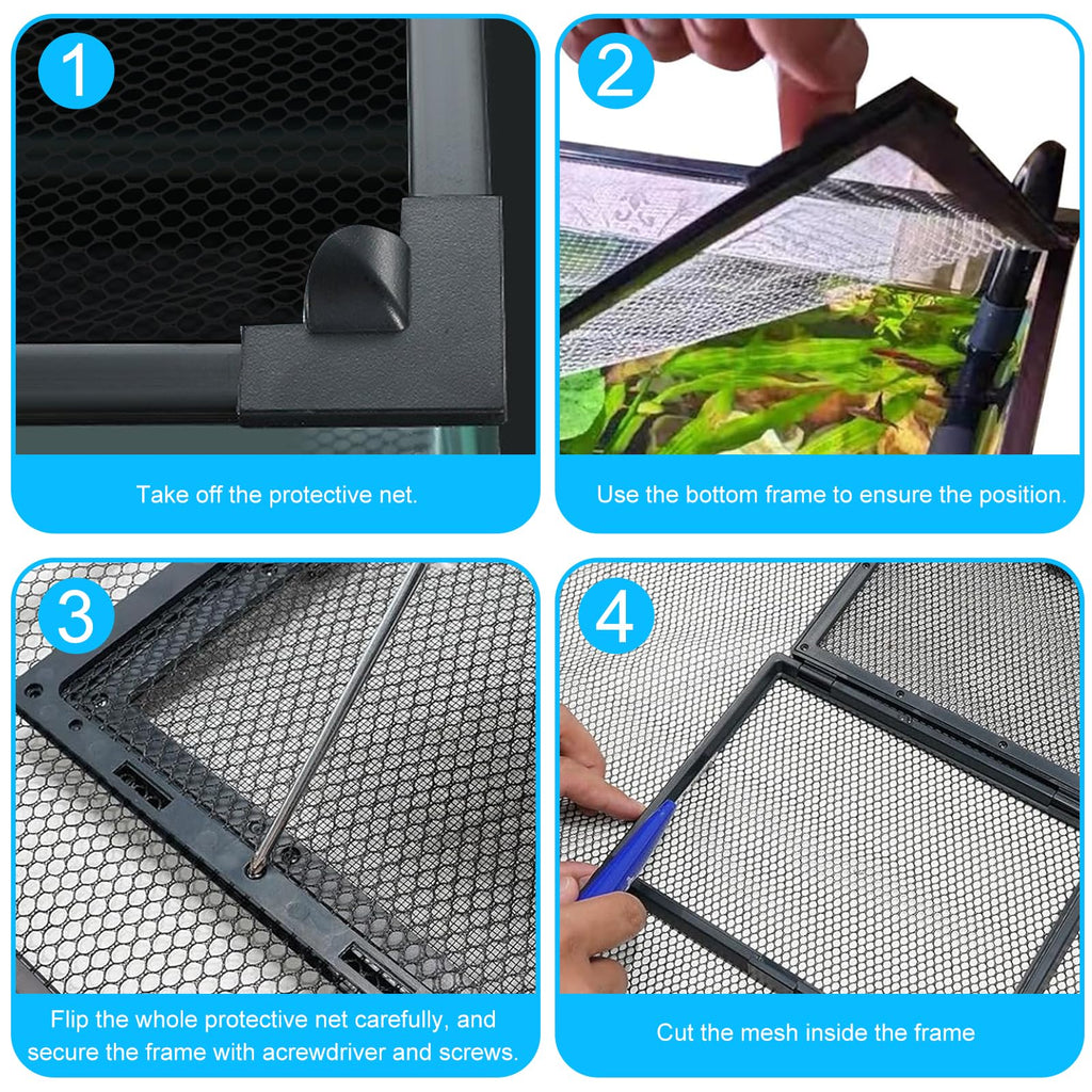 Magnetic Aquarium Net Cover with Feeding Window B594549