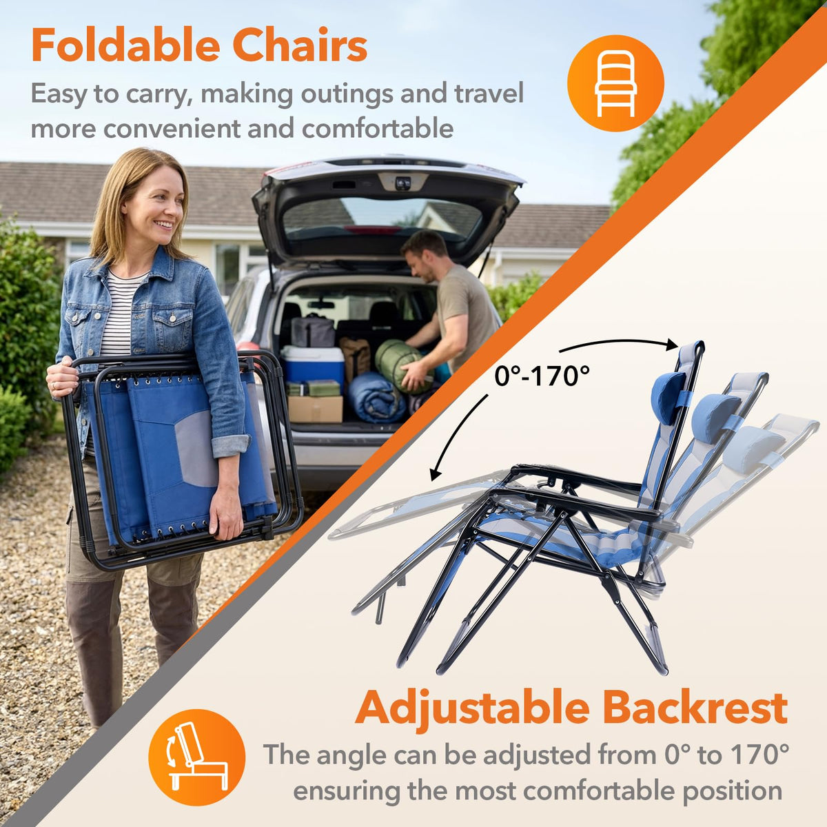 Oversized Padded Zero Gravity Lounge Chairs Set of 2 I40843