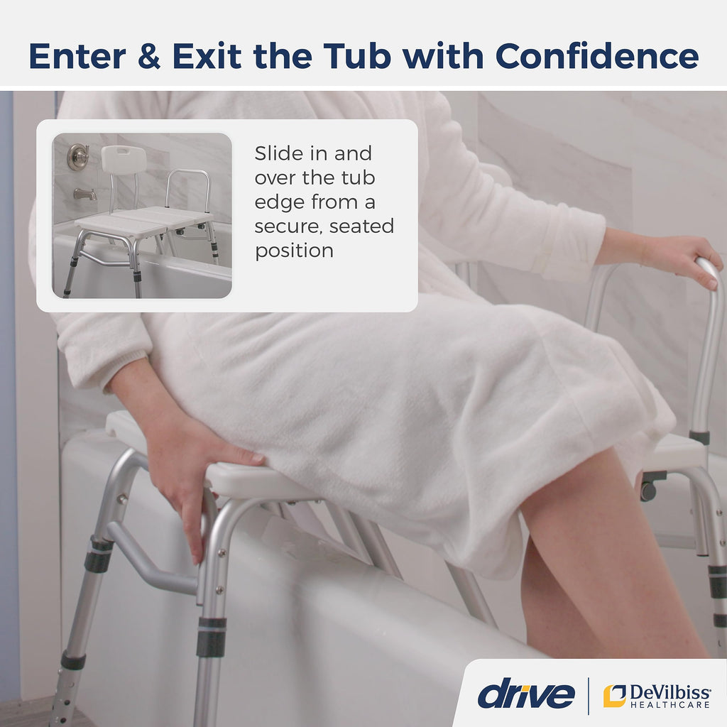 Adjustable Height White Tub Transfer Bench Q68362